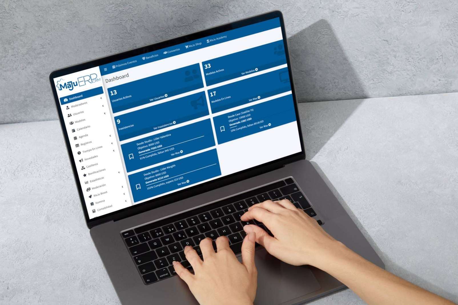 MaJu ERP-CRM ofrece diferentes planes para la administración de studios webcam